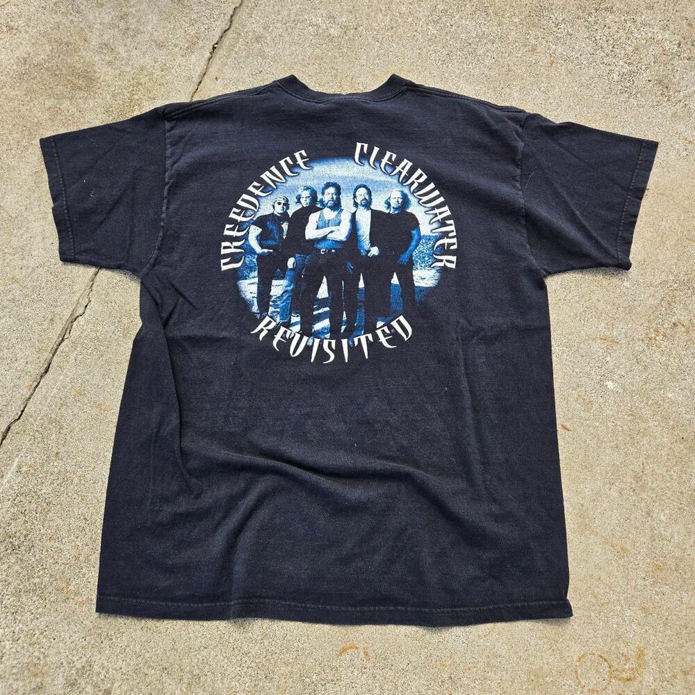 Vtg Y2k CREEDENCE CLEARWATER REVIVAL Photo Graphic Print Rock Band T Shirt XL